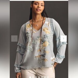 Anthropologie Tiny embroidered blouse